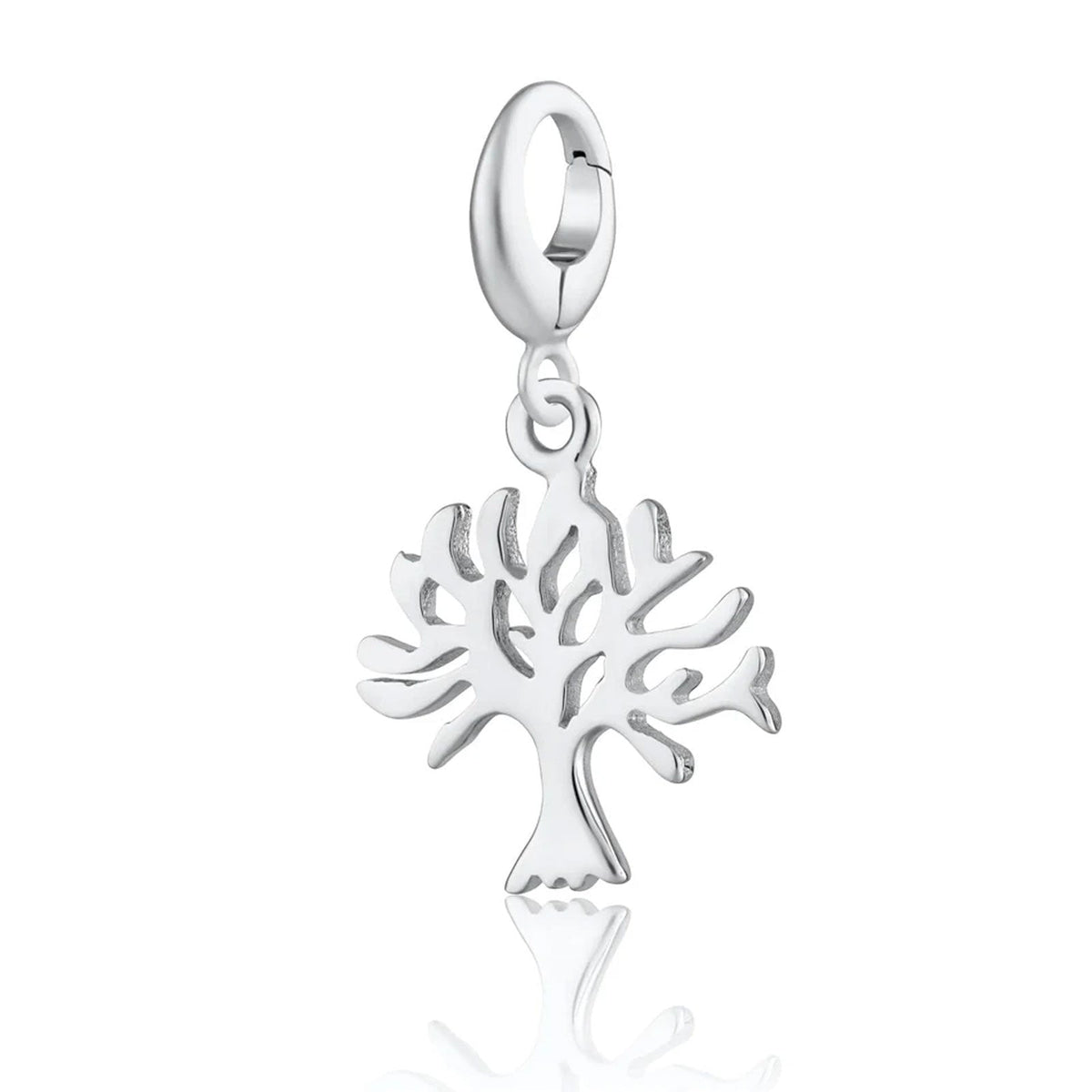 Silver Tree Charm on white background