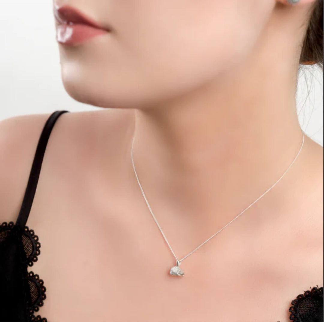 Small Hedgehog Sterling Silver Necklace - Cotswold Jewellery