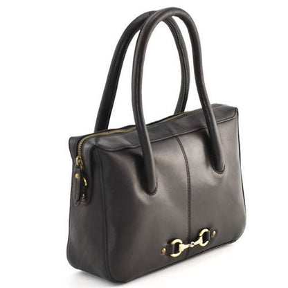 Snaffle Luxury Leather Black Handbag - Cotswold Jewellery