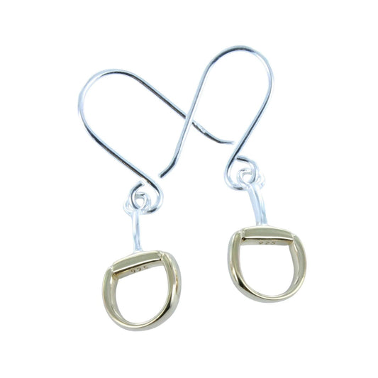Snaffle Sterling Silver & Gold Drop Earrings - Cotswold Jewellery