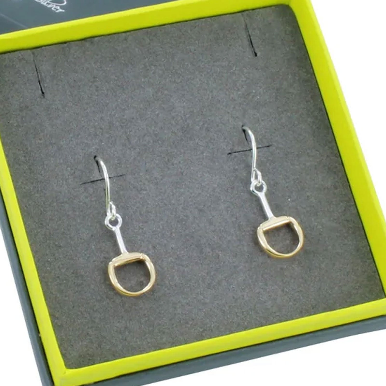 Snaffle Sterling Silver & Gold Drop Earrings - Cotswold Jewellery