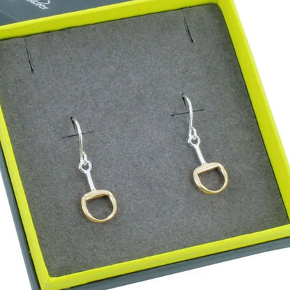 Snaffle Sterling Silver & Gold Drop Earrings - Cotswold Jewellery