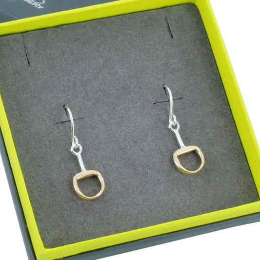 Snaffle Sterling Silver & Gold Drop Earrings - Cotswold Jewellery