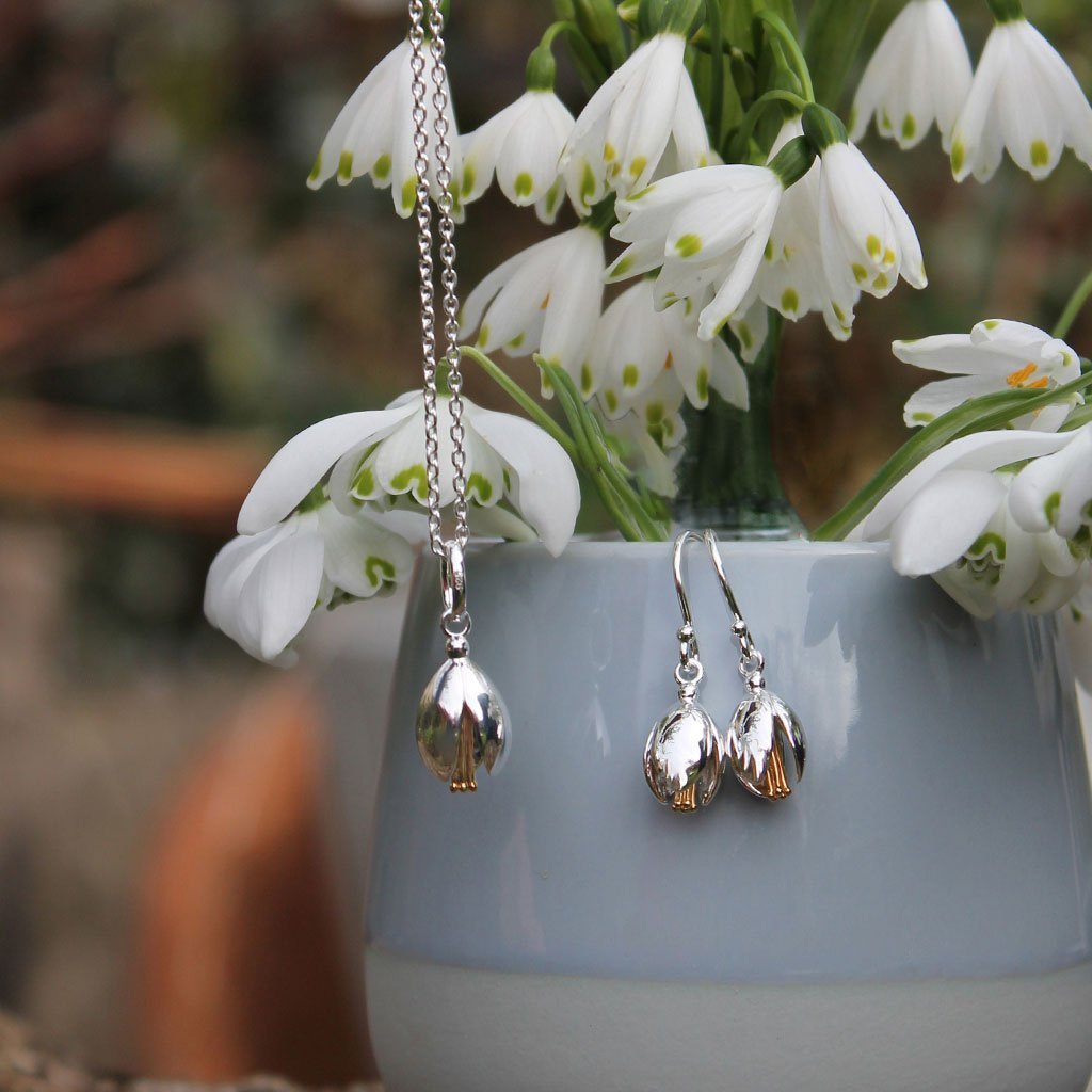 Snowdrop Recycled Sterling Silver Necklace - Cotswold Jewellery