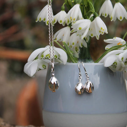 Snowdrop Recycled Sterling Silver Necklace - Cotswold Jewellery