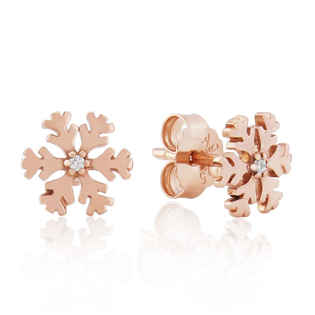 Snowflake Rose Gold Earrings - Cotswold Jewellery