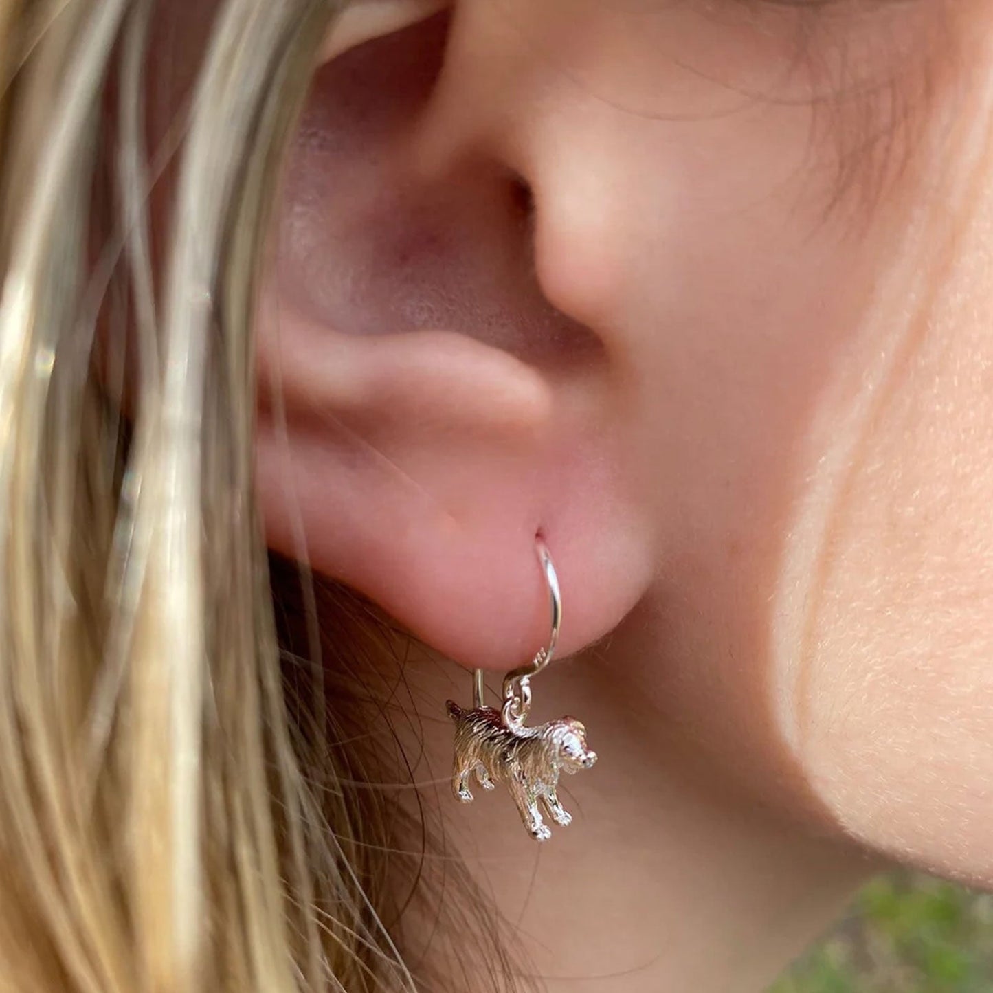 Spaniel Recycled Sterling Silver Drop Earrings - Cotswold Jewellery