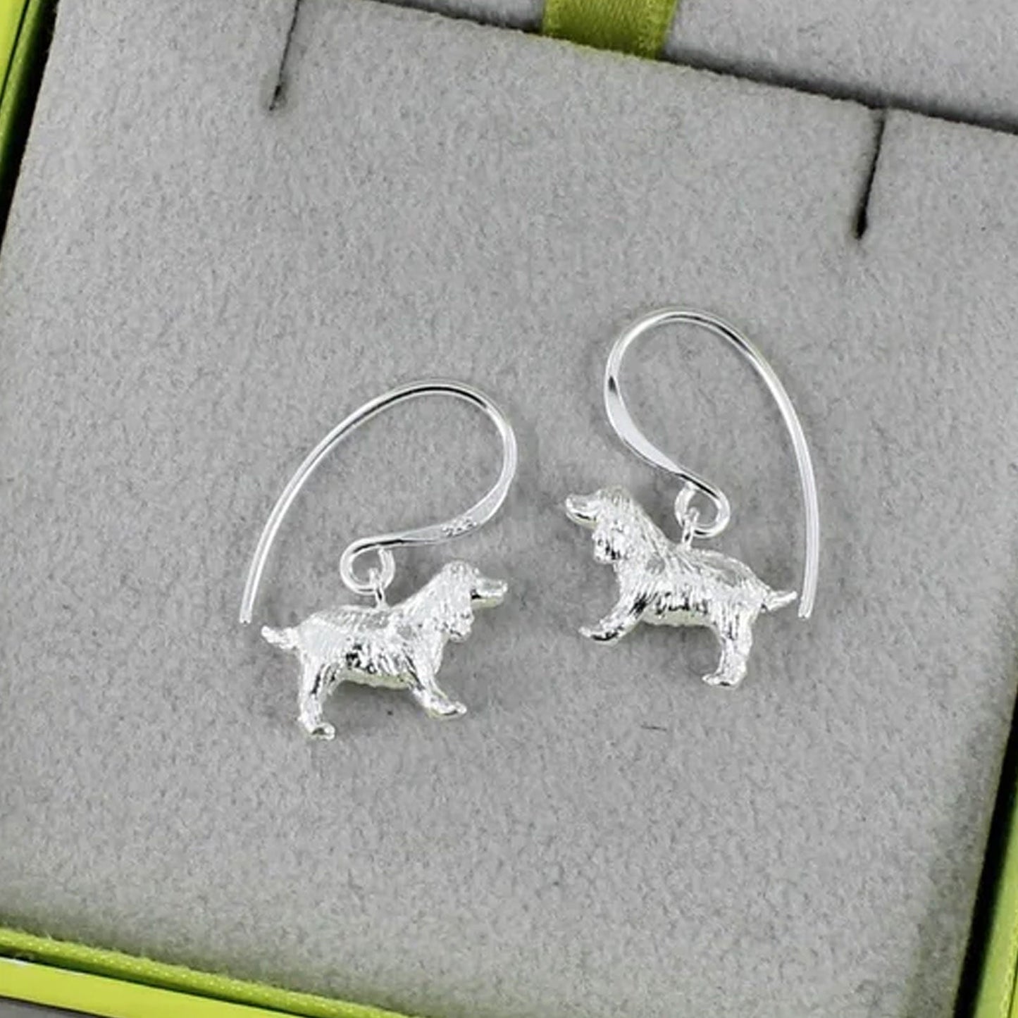 Spaniel Recycled Sterling Silver Drop Earrings - Cotswold Jewellery