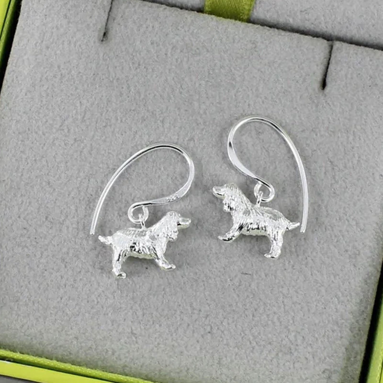 Spaniel Recycled Sterling Silver Drop Earrings - Cotswold Jewellery