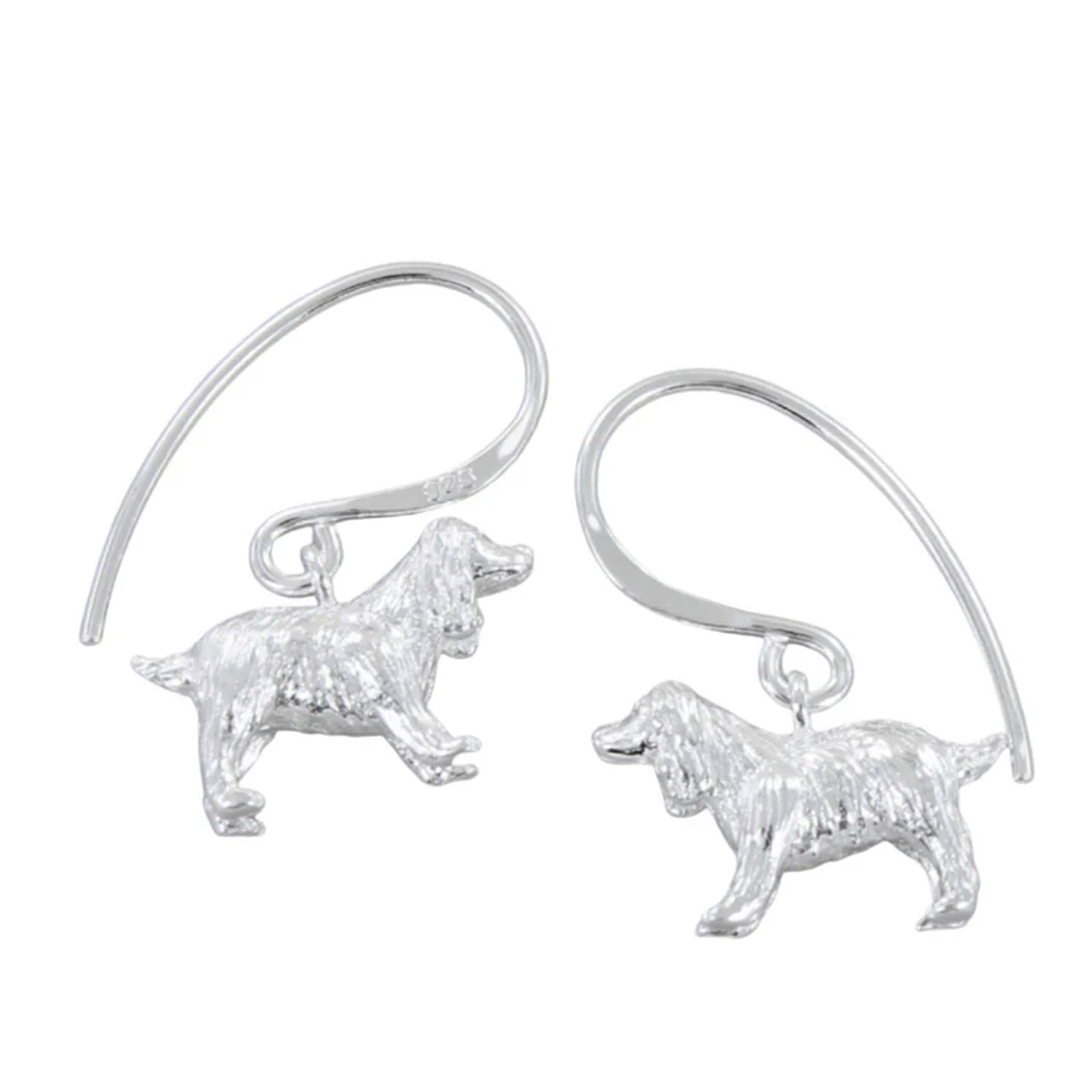 Spaniel Recycled Sterling Silver Drop Earrings - Cotswold Jewellery
