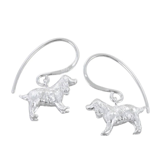 Spaniel Recycled Sterling Silver Drop Earrings - Cotswold Jewellery