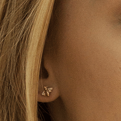 Sparkly Bee Earrings Rose Gold - Cotswold Jewellery