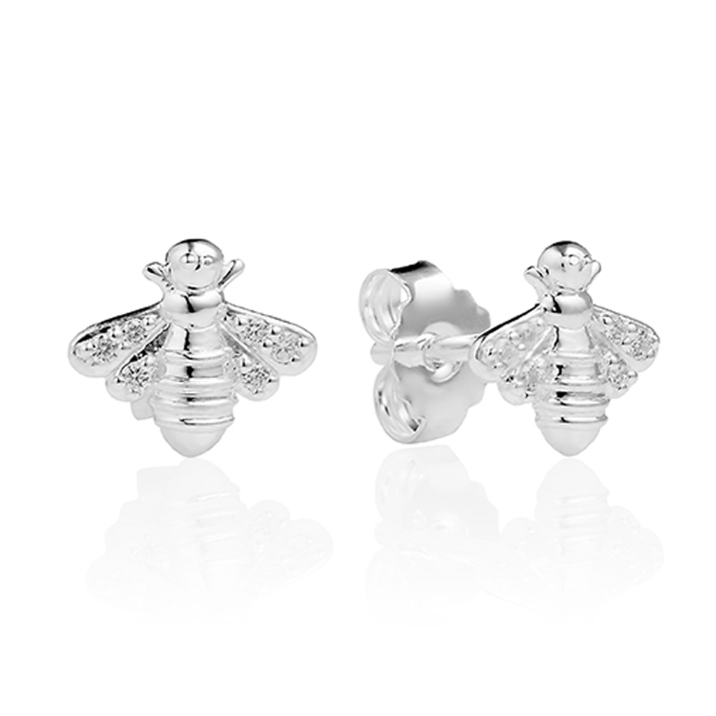 Sparkly Bee Earrings Sterling Silver - Cotswold Jewellery