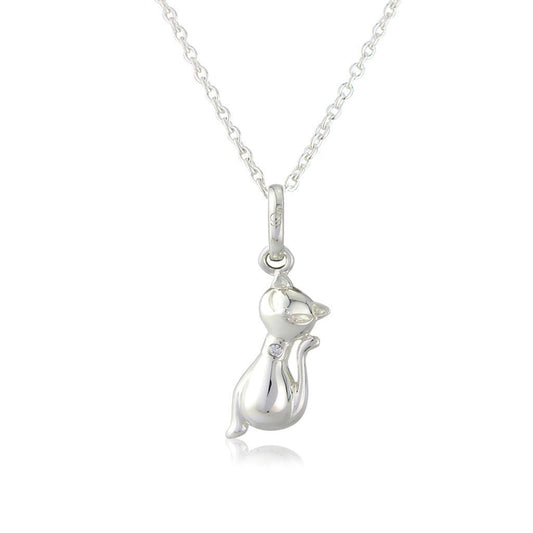 Sparkly Cat Recycled Sterling Silver Necklace - Cotswold Jewellery
