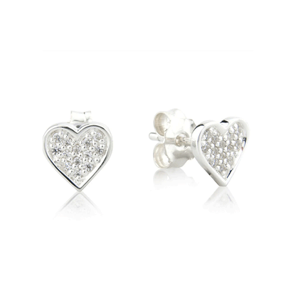 Sparkly Heart Sterling Silver Earrings - Cotswold Jewellery