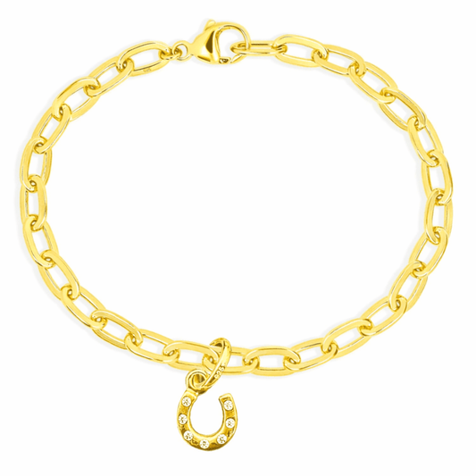 Sparkly Horseshoe Gold Charm Bracelet - Cotswold Jewellery
