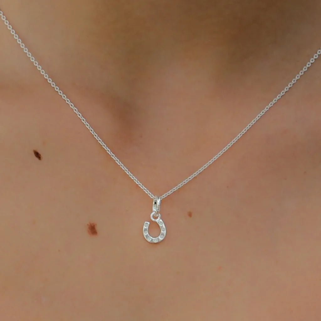 Sparkly Horseshoe Recycled Sterling Silver Necklace - Cotswold Jewellery
