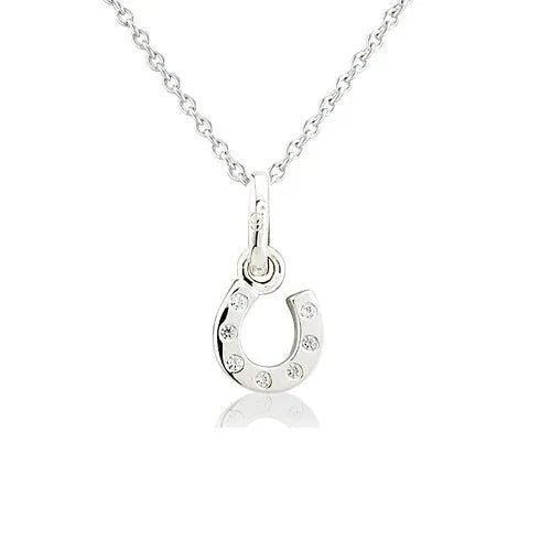 Sparkly Horseshoe Recycled Sterling Silver Necklace - Cotswold Jewellery