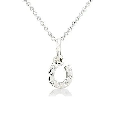 Sparkly Horseshoe Recycled Sterling Silver Necklace - Cotswold Jewellery