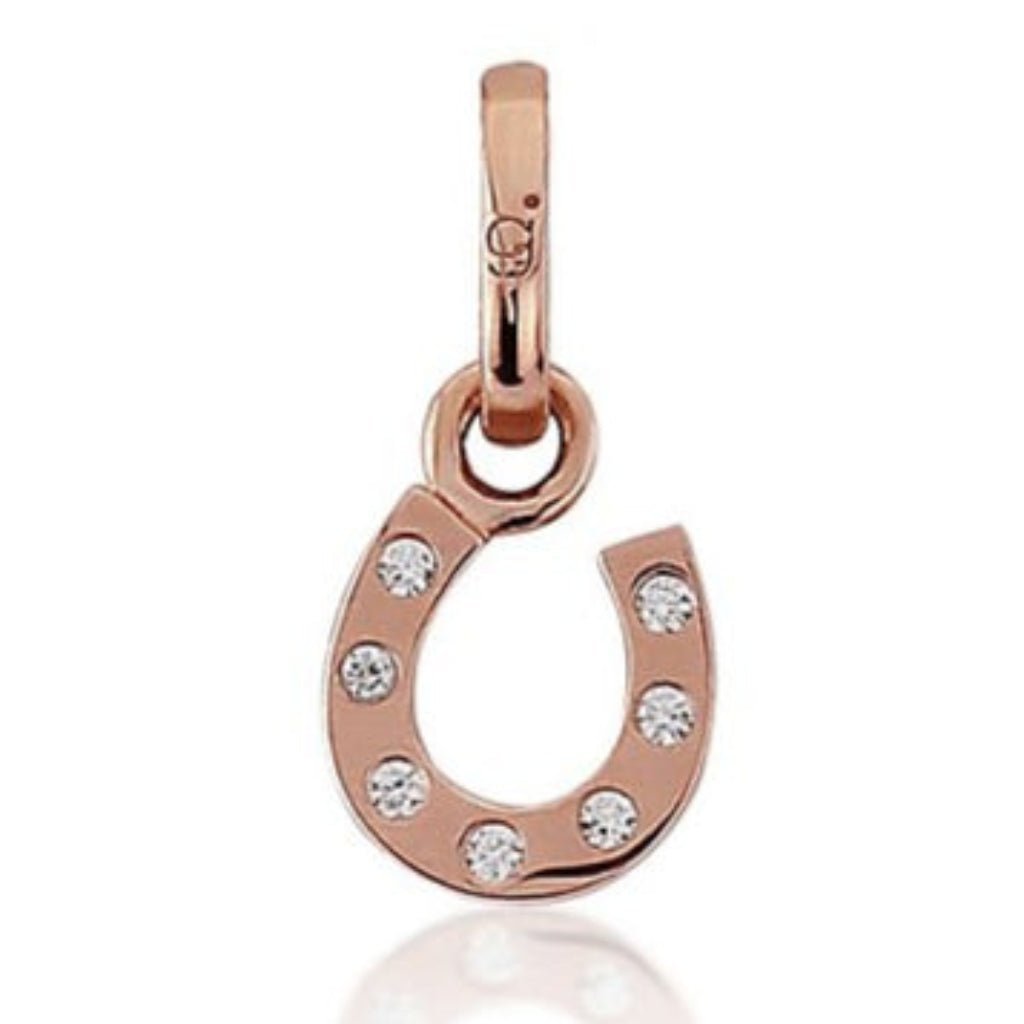 Sparkly Horseshoe Rose Gold Charm - Cotswold Jewellery