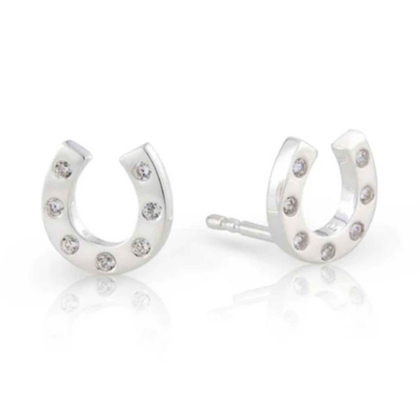 Sparkly Horseshoe Sterling Silver Earrings - Cotswold Jewellery