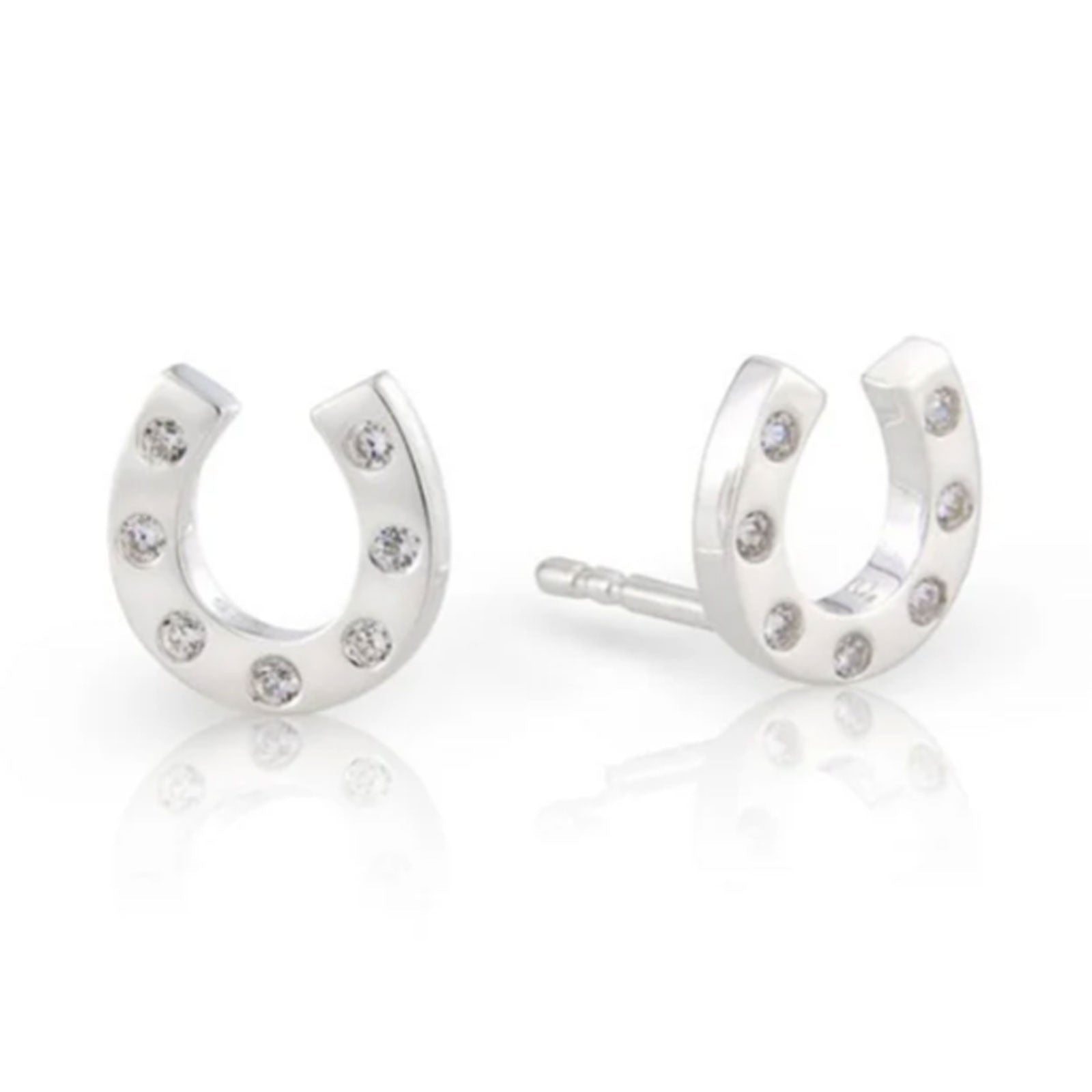 Sparkly Horseshoe Sterling Silver Earrings - Cotswold Jewellery