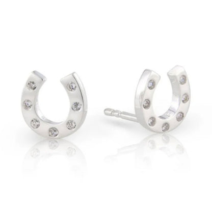 Sparkly Horseshoe Sterling Silver Earrings - Cotswold Jewellery