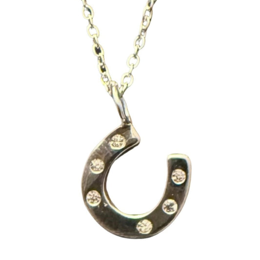 Sparkly Horseshoe Sterling Silver Necklace - Cotswold Jewellery