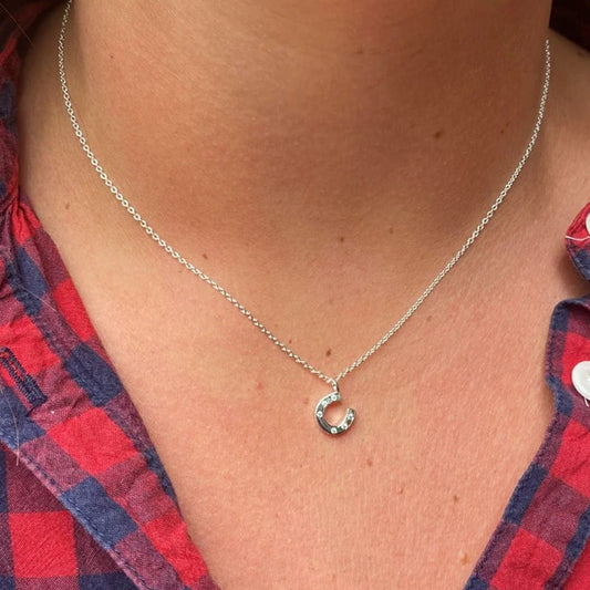 Sparkly Horseshoe Sterling Silver Necklace - Cotswold Jewellery