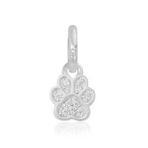 Sparkly Paw Print Charm on white background