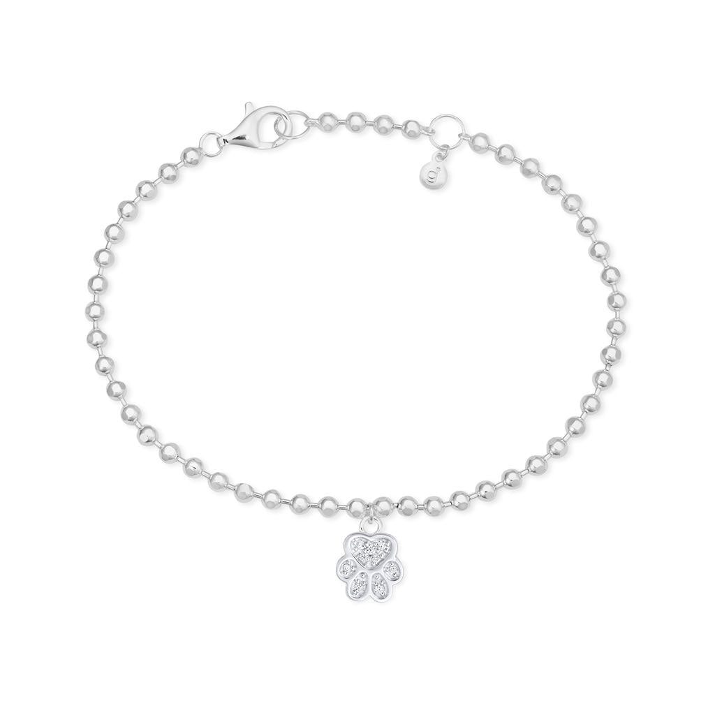 Sparkly Paw Print Sterling Silver Bracelet - Cotswold Jewellery