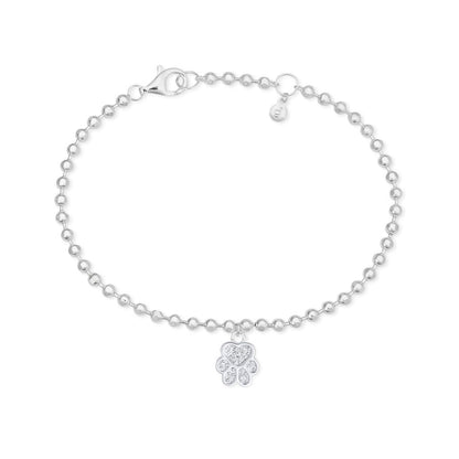 Sparkly Paw Print Sterling Silver Bracelet - Cotswold Jewellery