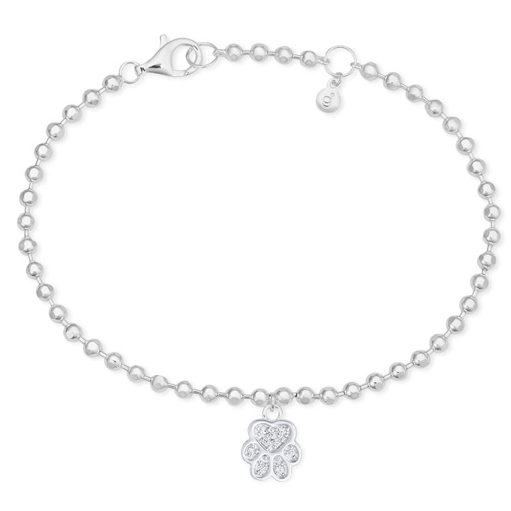 Sparkly Paw Print Sterling Silver Bracelet - Cotswold Jewellery