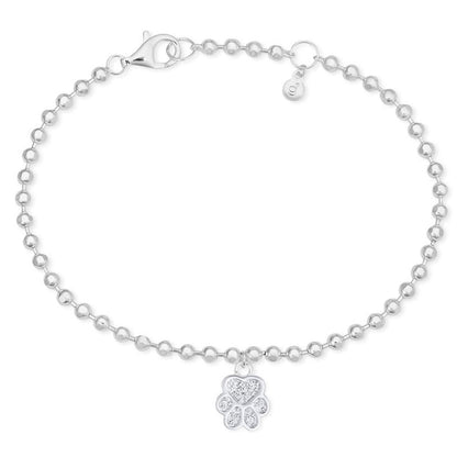 Sparkly Paw Print Sterling Silver Bracelet - Cotswold Jewellery