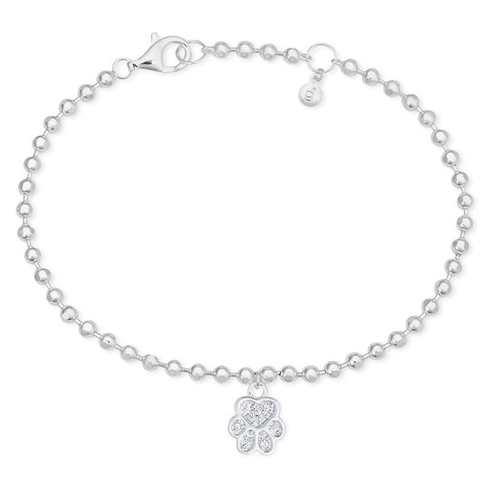 Sparkly Paw Print Sterling Silver Bracelet - Cotswold Jewellery