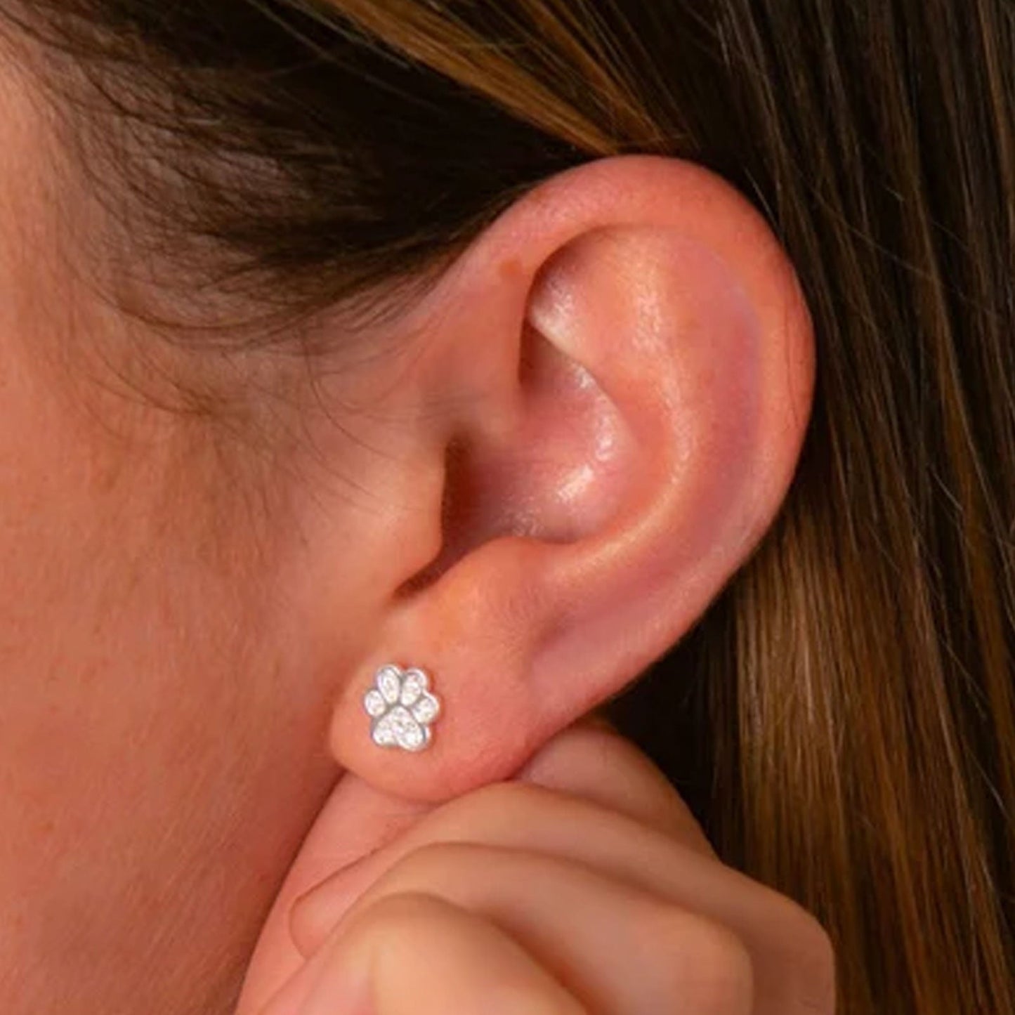 Sparkly Paw Sterling Silver Earrings - Cotswold Jewellery