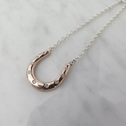 Sparkly Rose Gold Horseshoe Necklace - Cotswold Jewellery