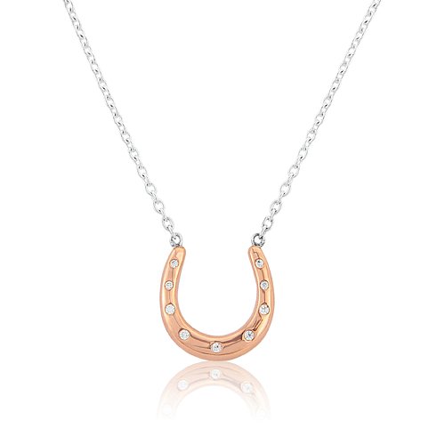 Sparkly Rose Gold Horseshoe Necklace - Cotswold Jewellery