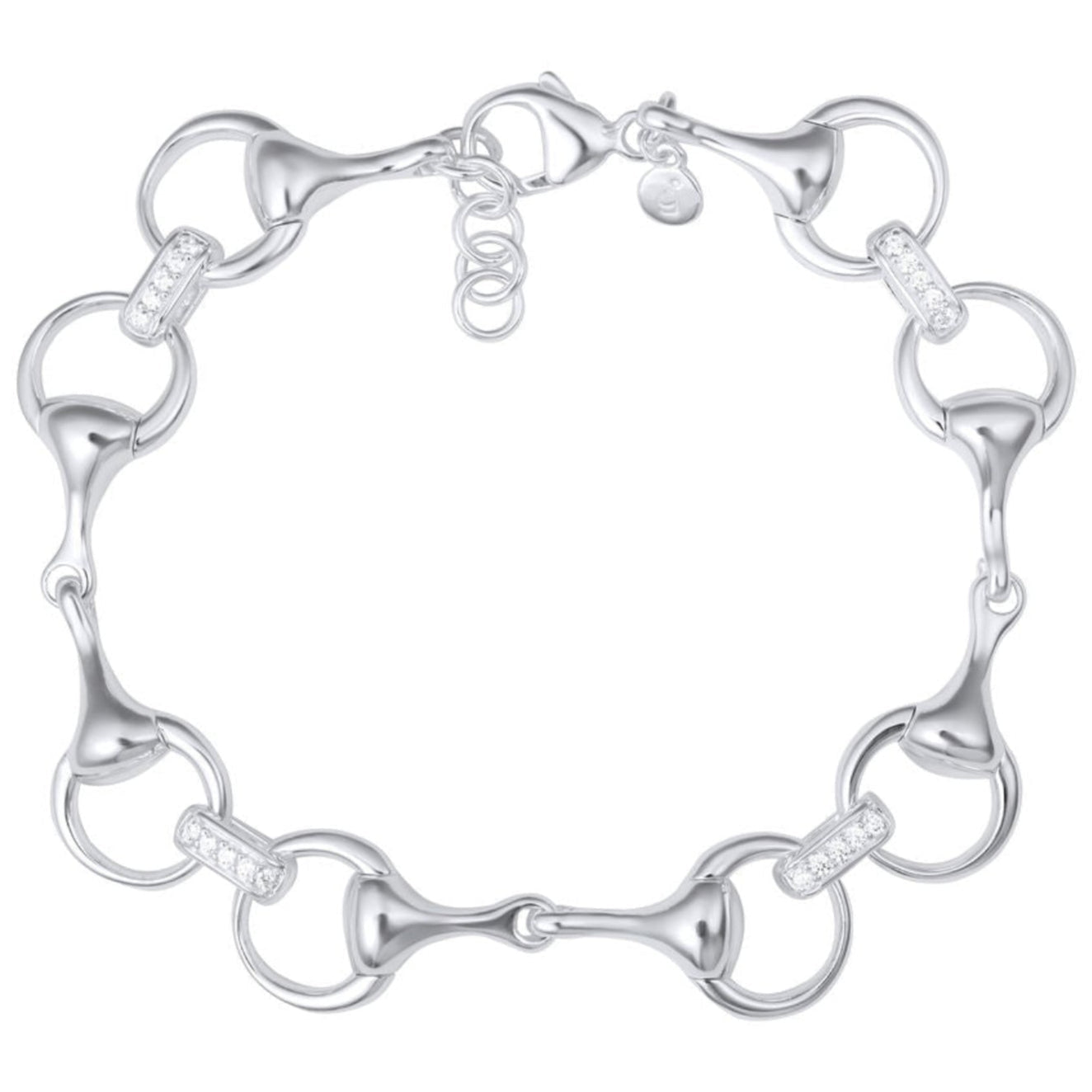 Sparkly Snaffle Bit Recycled Sterling Silver Bracelet - Cotswold Jewellery