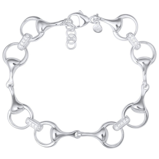 Sparkly Snaffle Bit Recycled Sterling Silver Bracelet - Cotswold Jewellery