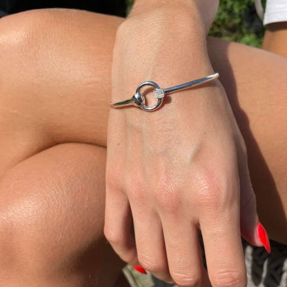 Sparkly Snaffle Recycled Sterling Silver Bangle - Cotswold Jewellery