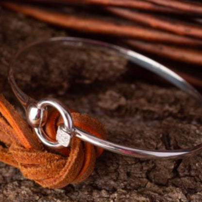 Sparkly Snaffle Recycled Sterling Silver Bangle - Cotswold Jewellery