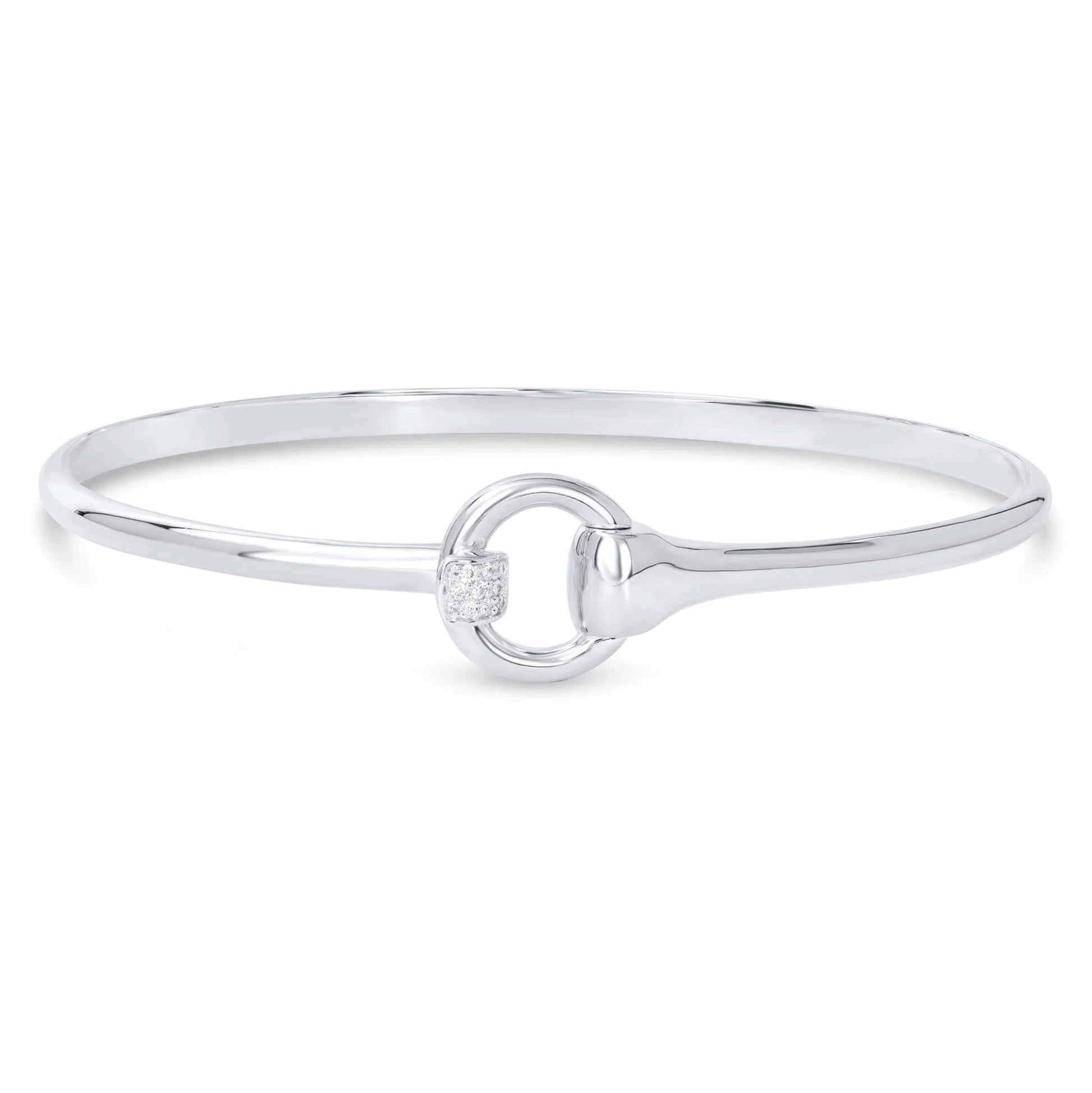 Sparkly Snaffle Recycled Sterling Silver Bangle - Cotswold Jewellery