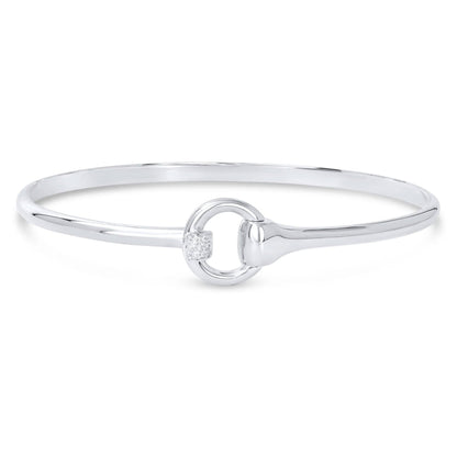 Sparkly Snaffle Recycled Sterling Silver Bangle - Cotswold Jewellery