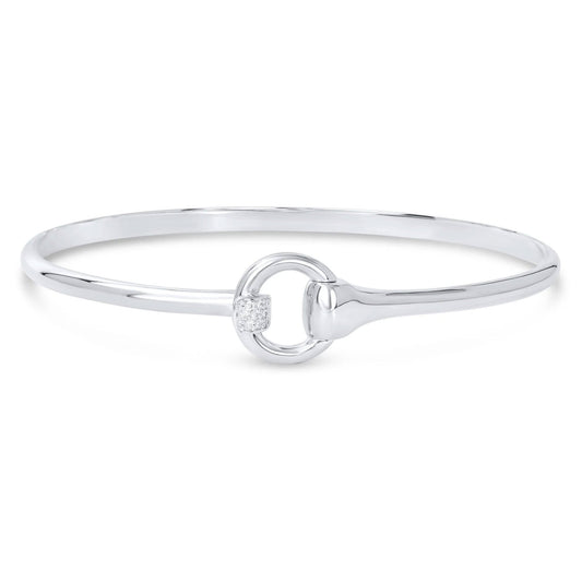 Sparkly Snaffle Recycled Sterling Silver Bangle - Cotswold Jewellery