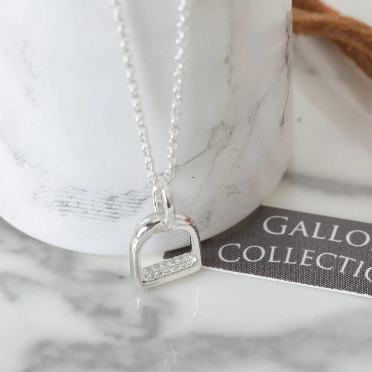 Sparkly Stirrup Recycled Sterling Silver Necklace - Cotswold Jewellery