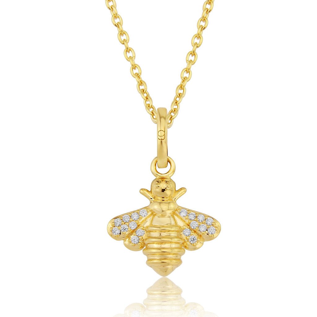 Sparkly Yellow Gold Bee Necklace - Cotswold Jewellery
