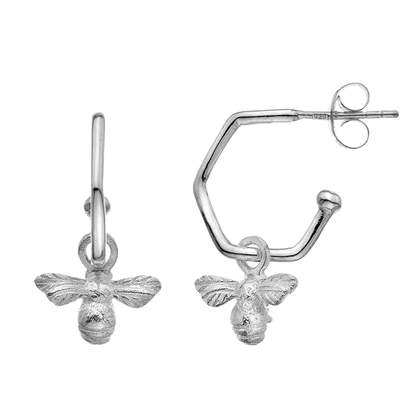 Bumble Bee Sterling Silver Hexagon Earrings - Cotswold Jewellery