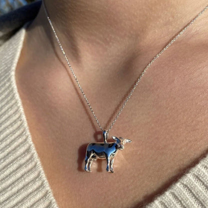 Sterling Silver Cow Necklace - Cotswold Jewellery