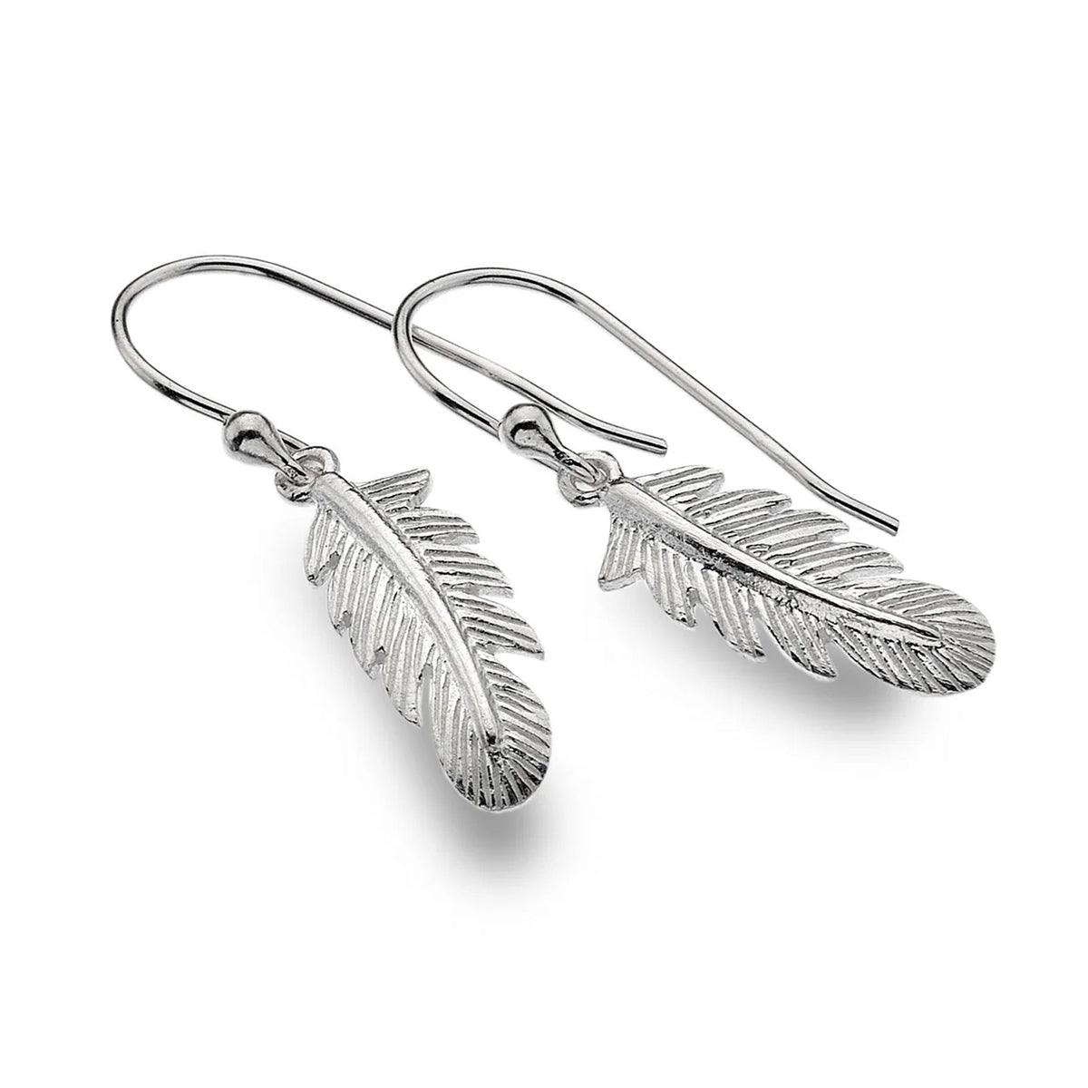 Pretty Feather Sterling Silver Drop Earrings